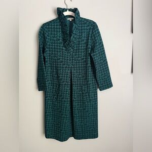 Tyler Boe Ruffle Collar Green Knit Dress Size Medium